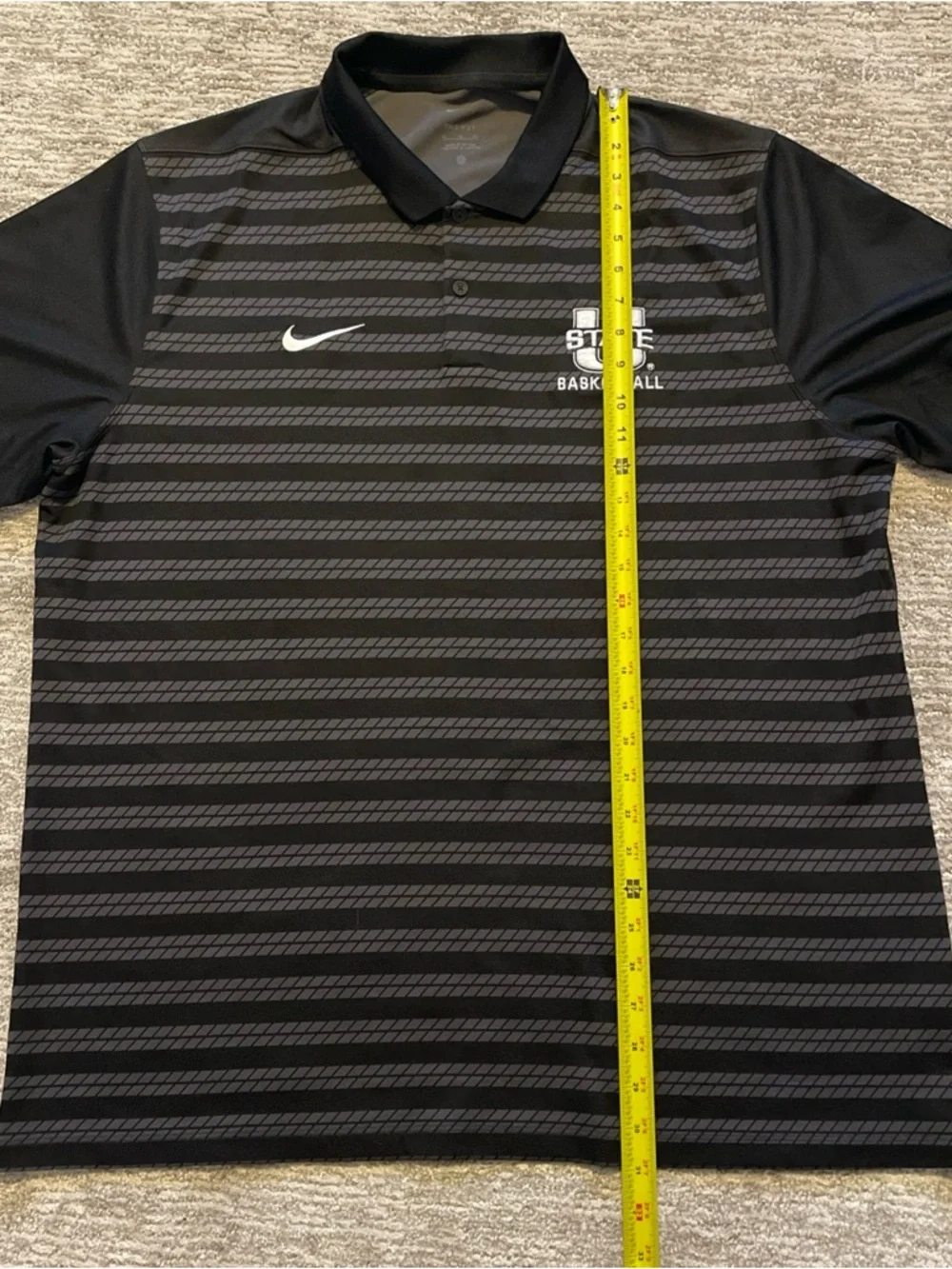 Nike Utah State Aggies Basketball Striped Polo Shirt Black Gray XL Performance